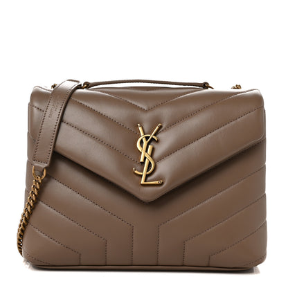 Saint Laurent Calfskin Y Quilted Monogram Small Loulou Chain Satchel Taupe 1 of 8
