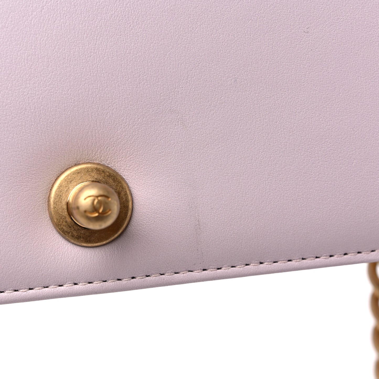 Calfskin Small Boy Logo Top Handle Flap Lilac