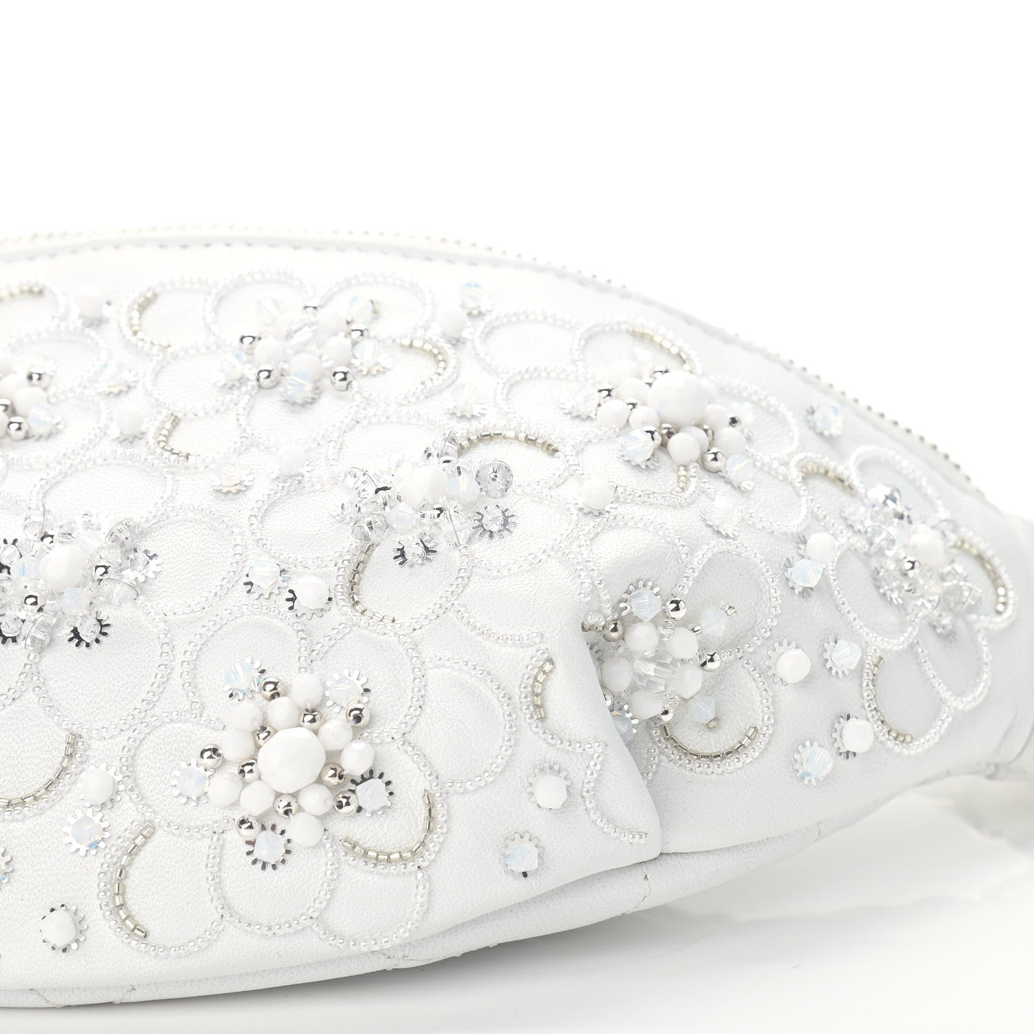Chanel Calfskin Crystal Beads Embellished Belt Bag White 6 of 9