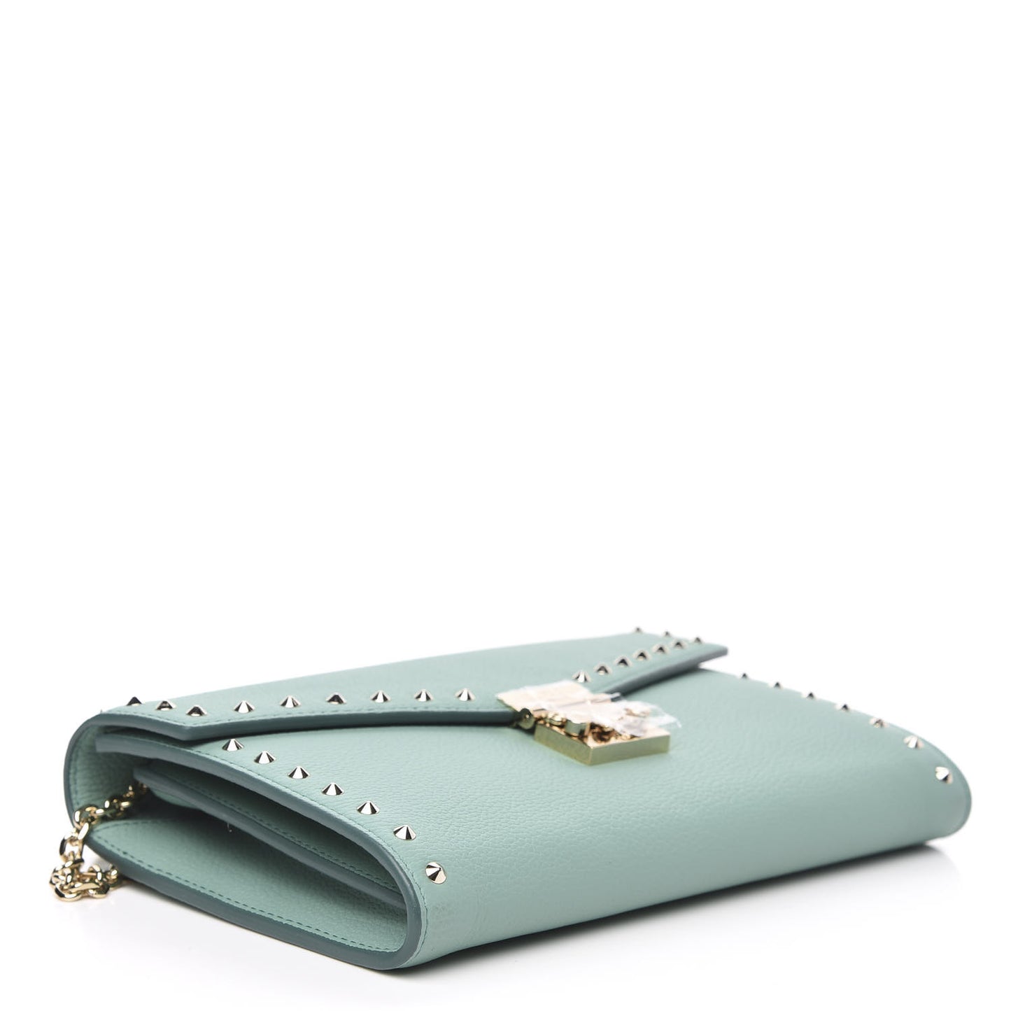 Calfskin Studded Large Crossbody Wallet Mint