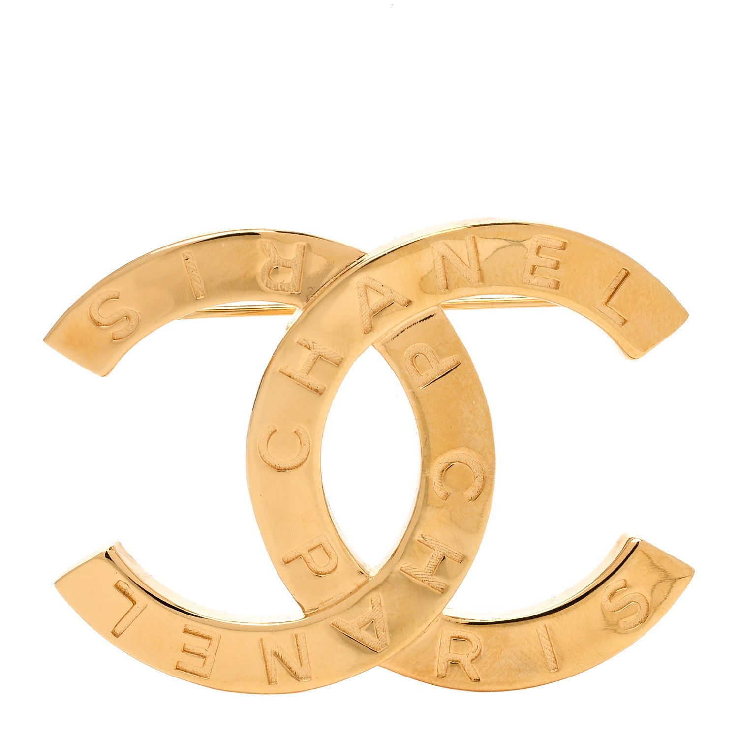 Chanel Metal Paris Button CC Large Brooch Gold 1 of 5