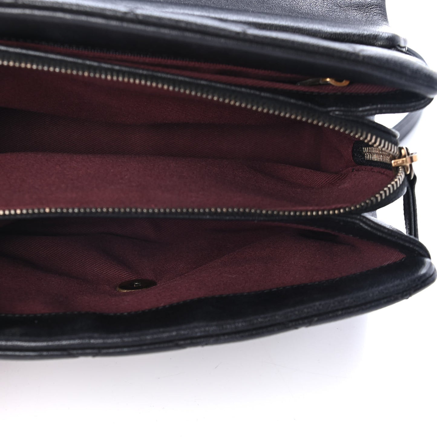 Shiny Sheepskin Quilted Small Trapezio Flap Black