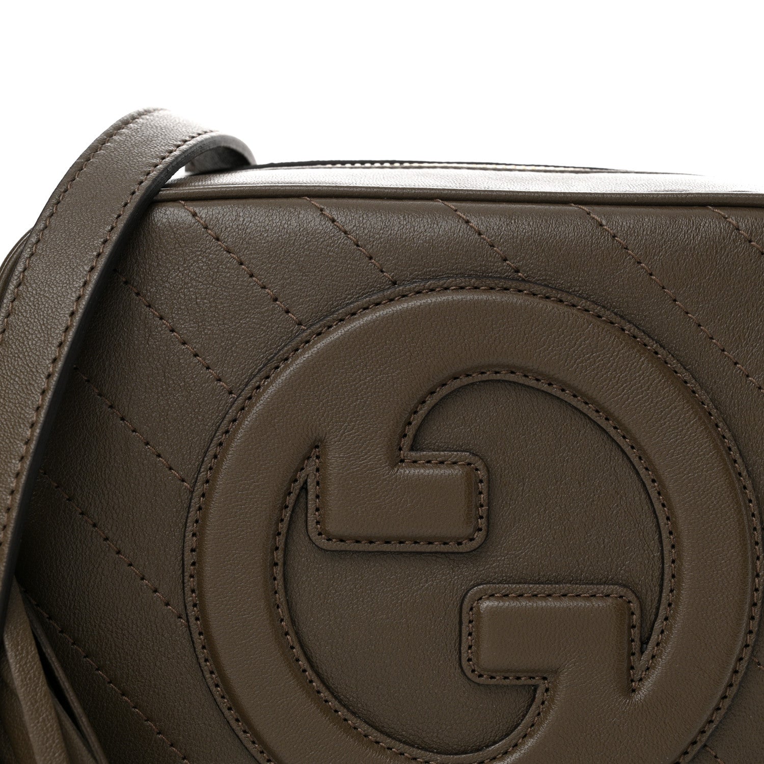 Gucci Sakai Be Green Calfskin Diagonal Stitched Small Blondie Shoulder Bag Craclet Brown 7 of 11
