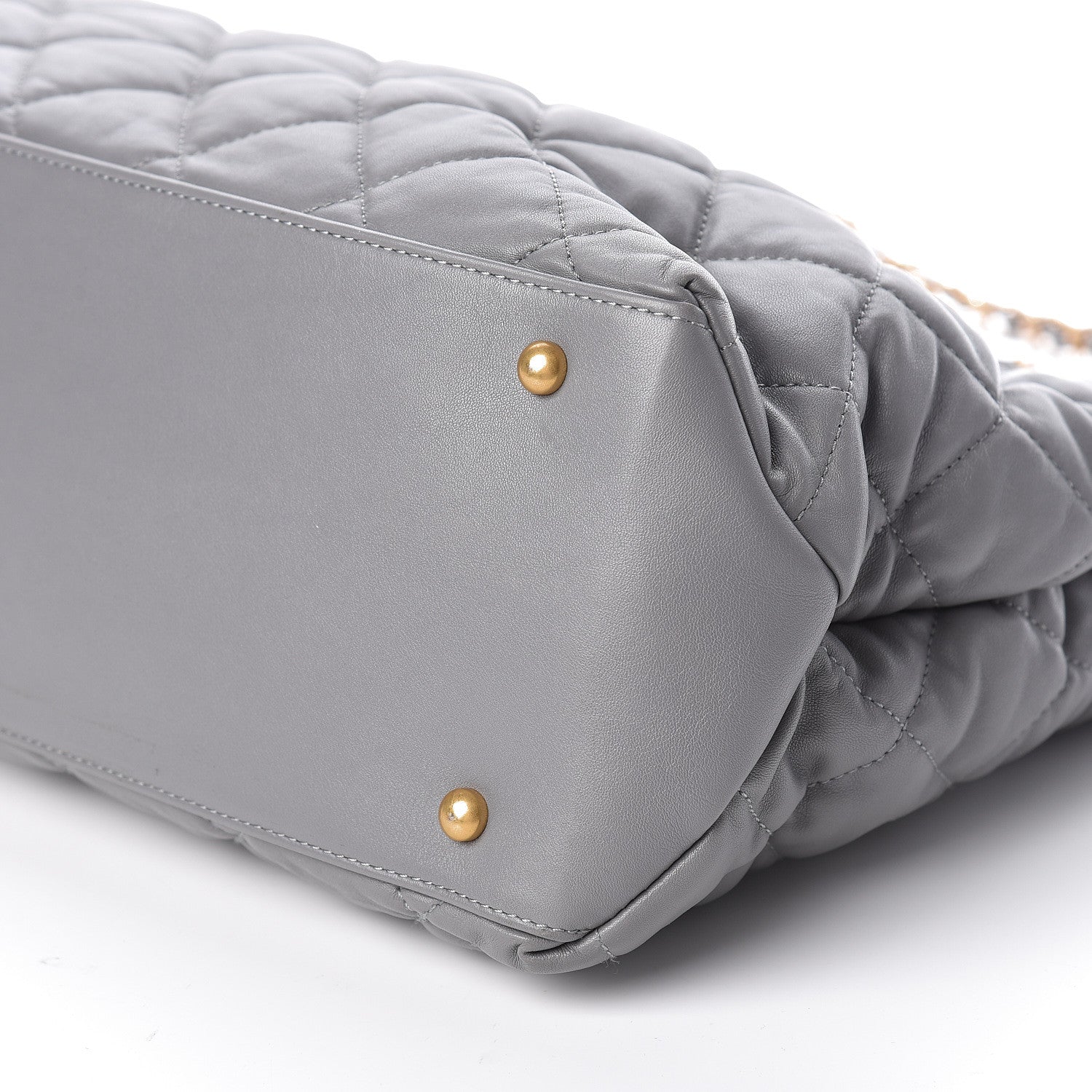 Chanel Calfskin Quilted Large Soft Elegance Tote Grey 10 of 12
