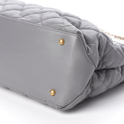 Chanel Calfskin Quilted Large Soft Elegance Tote Grey 10 of 12