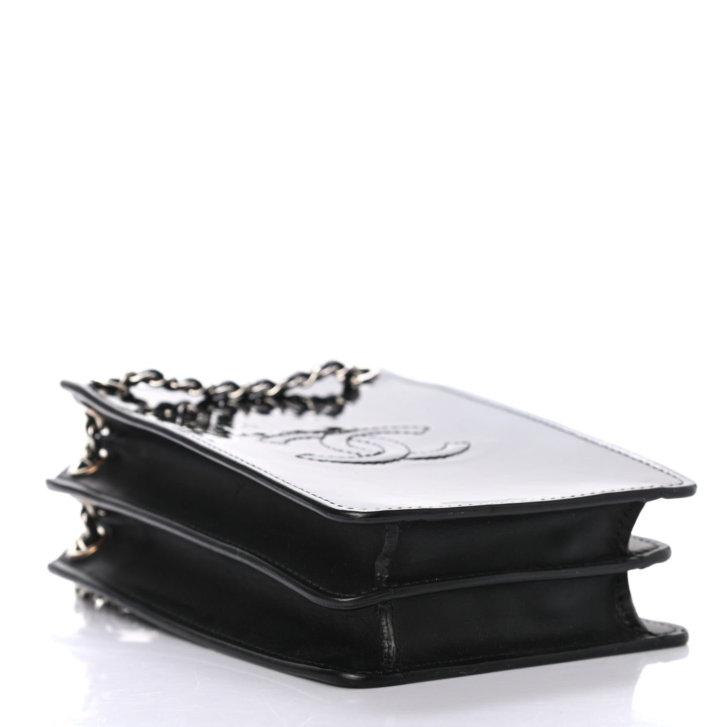 Patent CC Phone Holder Crossbody Black