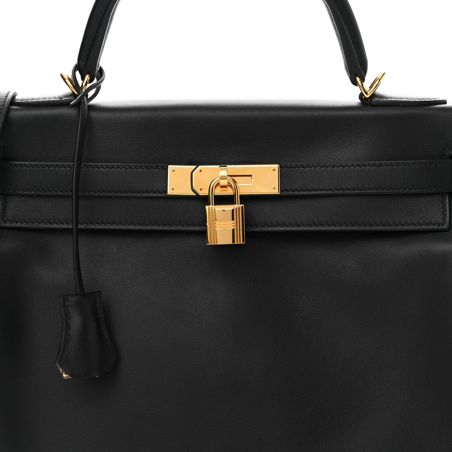 Hermes Swift Horseshoe Kelly Retourne 32 Black Gris Mouette 8 of 16