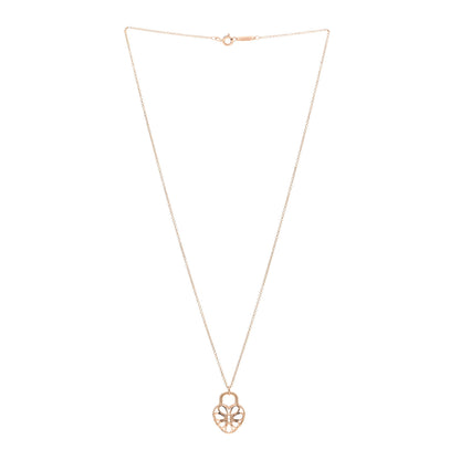 Tiffany 18K Rose Gold Filigree Heart Lock Pendant Necklace 3 of 4