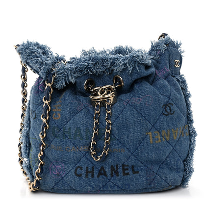 Chanel Denim Quilted Small Mood Bucket With Chain Blue Multicolor 1 of 10
