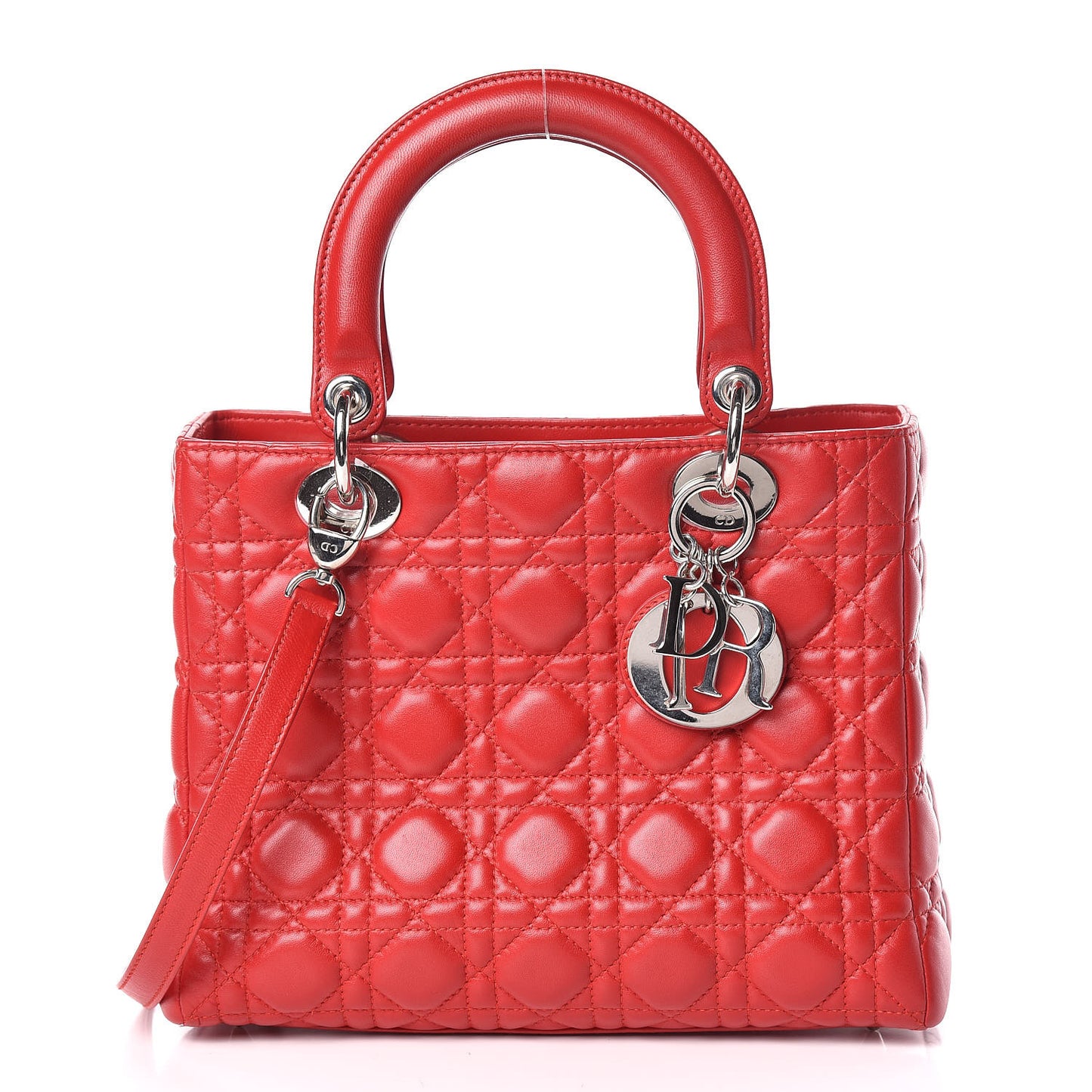 Lambskin Cannage Medium Lady Dior Red