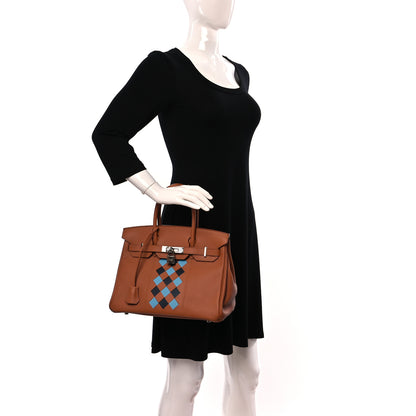 Hermes Swift Epsom Tressage Birkin 30 Gold Bleu de Nord Bleu Indigo 2 of 9