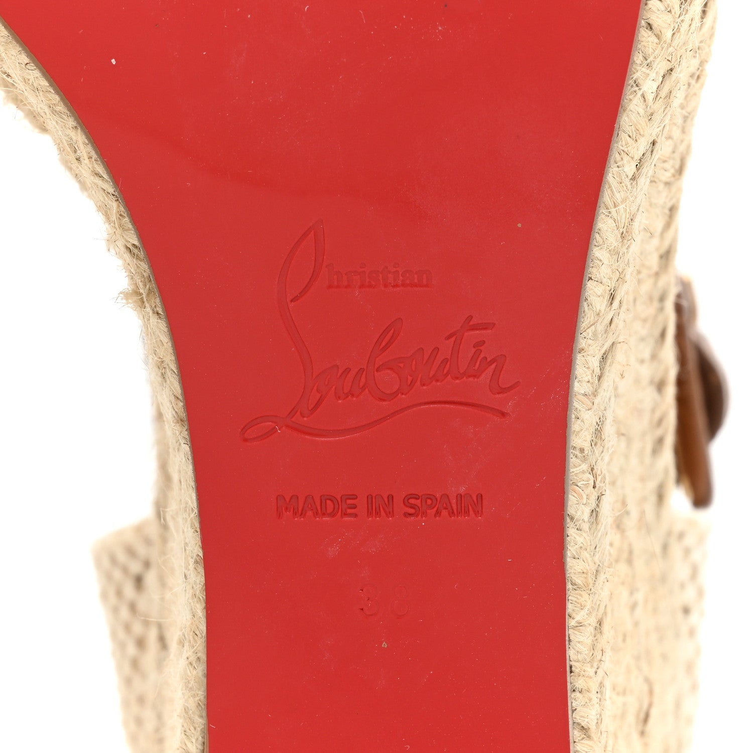 Christian Louboutin Calfskin Crocodile Embossed Amelia 90 Espadrille Wedges 38 Brown 6 of 8