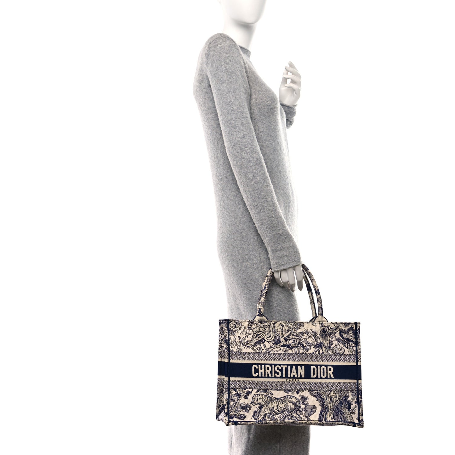 Canvas Embroidered Medium Dioriviera Toile De Jouy Book Tote Blue