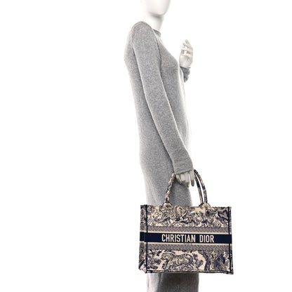 Christian Dior Canvas Embroidered Medium Dioriviera Toile De Jouy Book Tote Blue 2 of 10