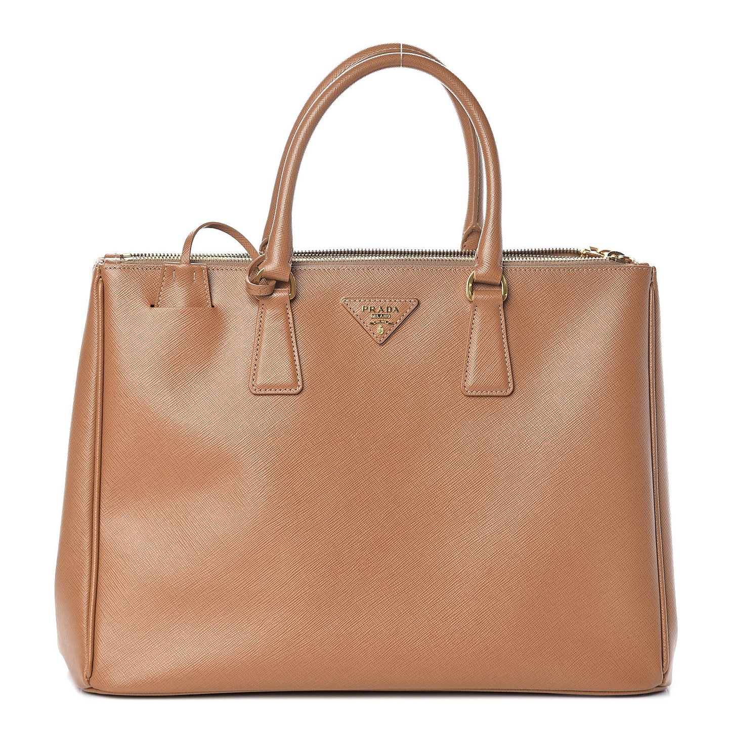 Saffiano Large Galleria Double Zip Tote Caramel