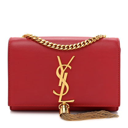 Saint Laurent Calfskin Small Classic Monogram Kate Tassel Satchel Red 1 of 14