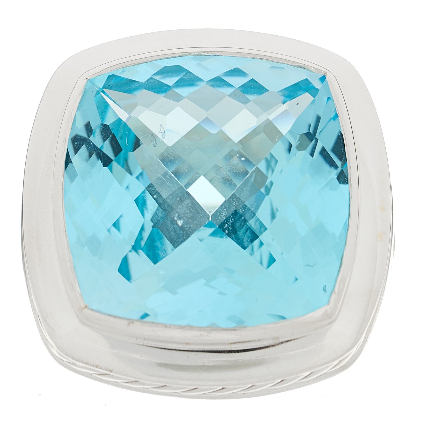 Sterling Silver Blue Topaz 17mm Albion Ring 53 6.25