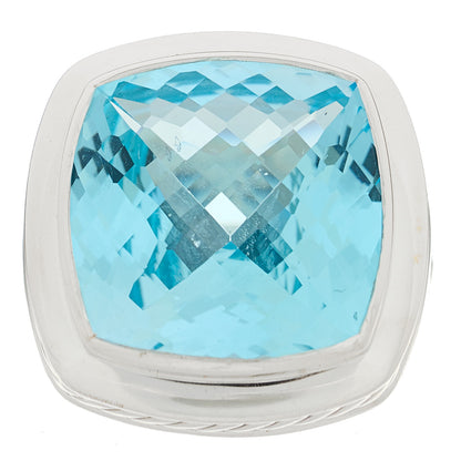 David Yurman Sterling Silver Blue Topaz 17mm Albion Ring 53 6.25 1 of 5