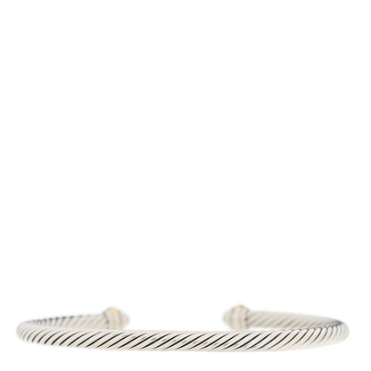 David Yurman Sterling Silver 18K Yellow Gold 4mm Cable Classics Bracelet 2 of 3