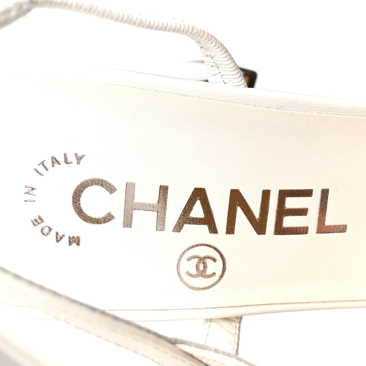 Chanel Lambskin Grosgrain Cap Toe CC Slingback Pumps 36 White Black 9 of 10
