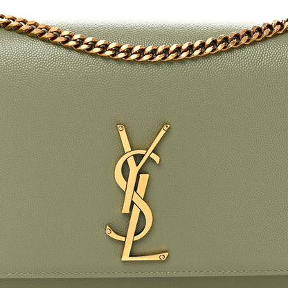 Saint Laurent Grain De Poudre Medium Classic Monogram Kate Satchel Light Sage 7 of 9