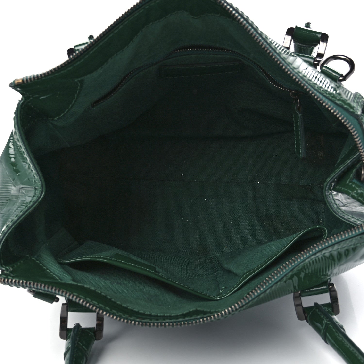 Burberry Patent Check Embossed Medium Anford Convertible Bowling Bag Dark Green 5 of 17