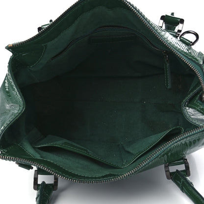 Burberry Patent Check Embossed Medium Anford Convertible Bowling Bag Dark Green 5 of 17