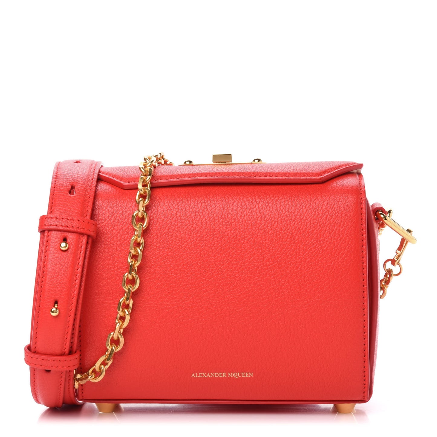 Silky Amish Grain Calfskin Box Shoulder Bag 19 Red