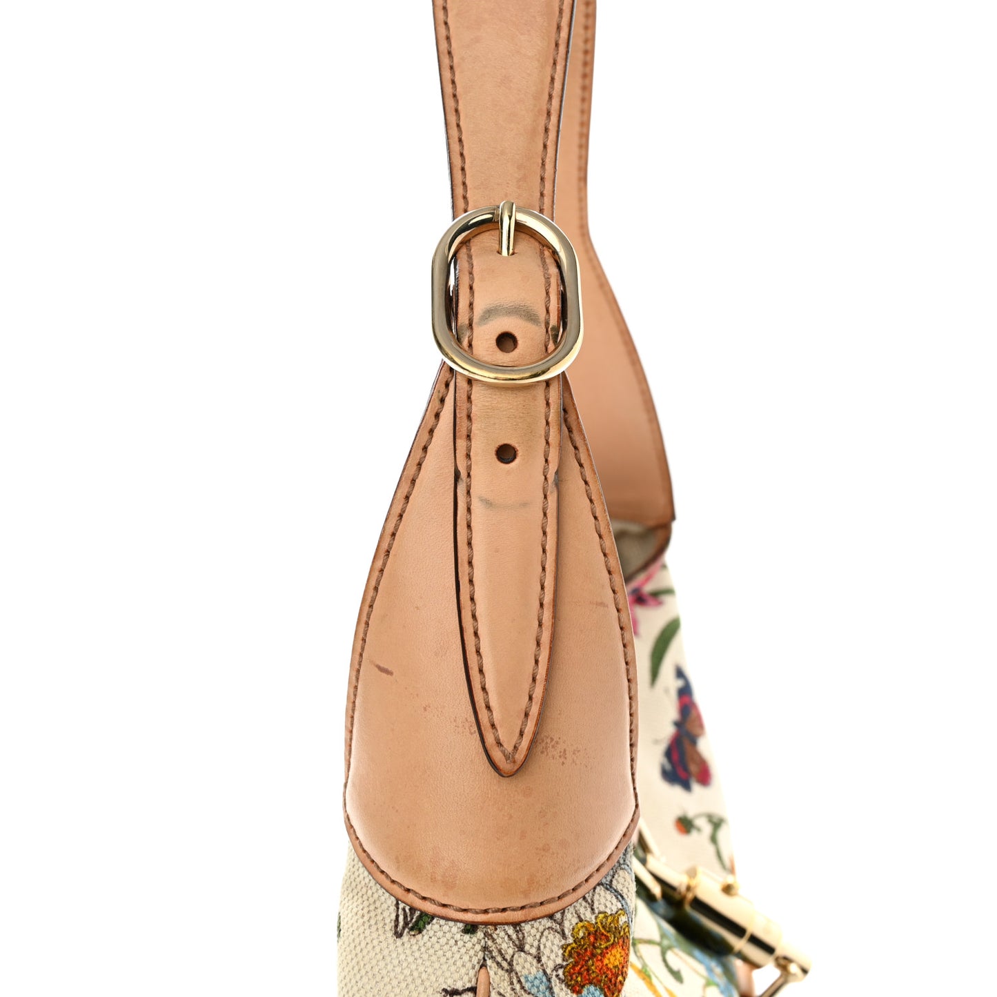 Canvas Beaded Floral Flora Small Jackie O Hobo White