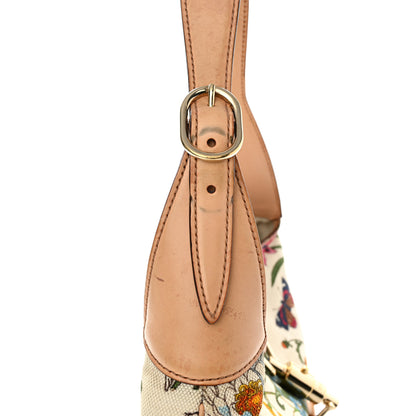 Gucci Canvas Beaded Floral Flora Small Jackie O Hobo White 13 of 17