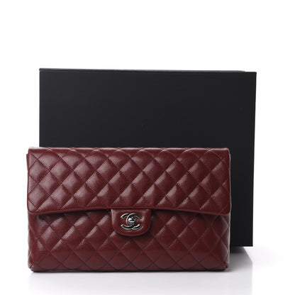 Chanel Caviar Quilted Flap Clutch Burgundy 11 of 11