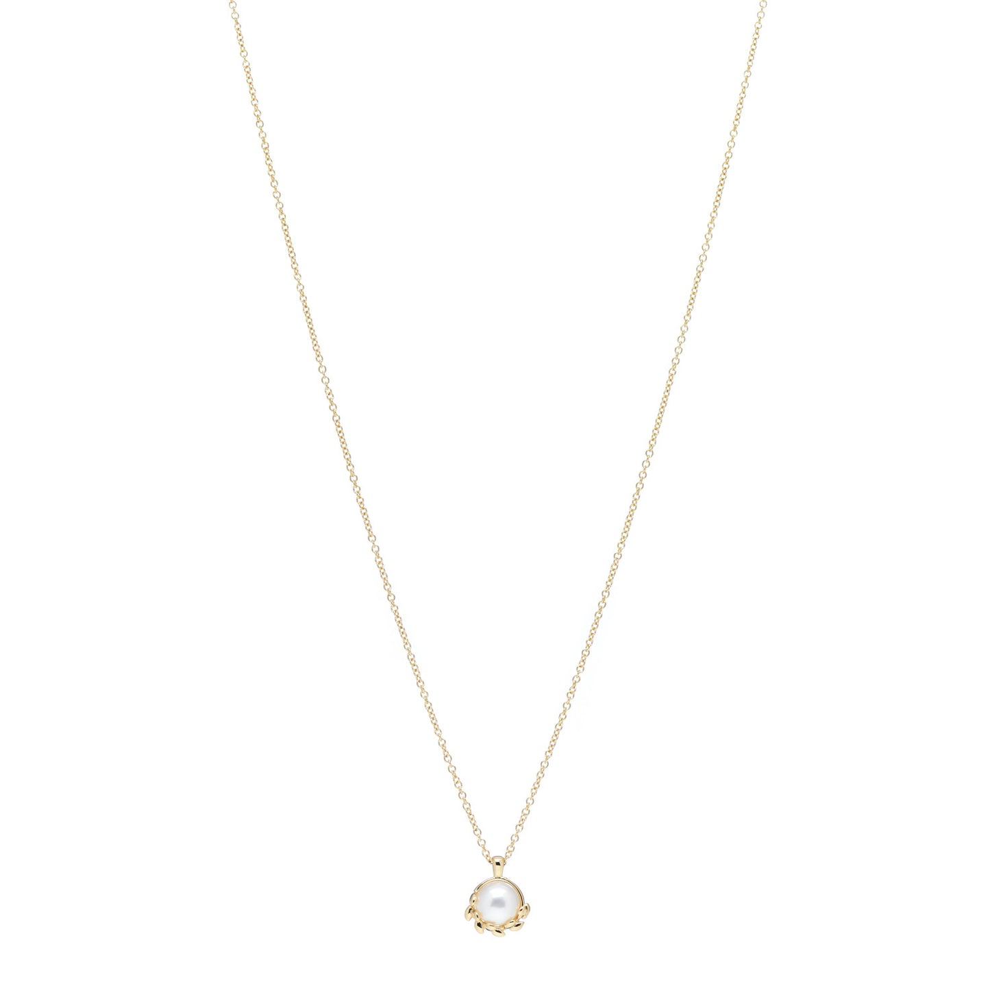 18K Yellow Gold Pearl Paloma Picasso Olive Leaf Pendant Necklace