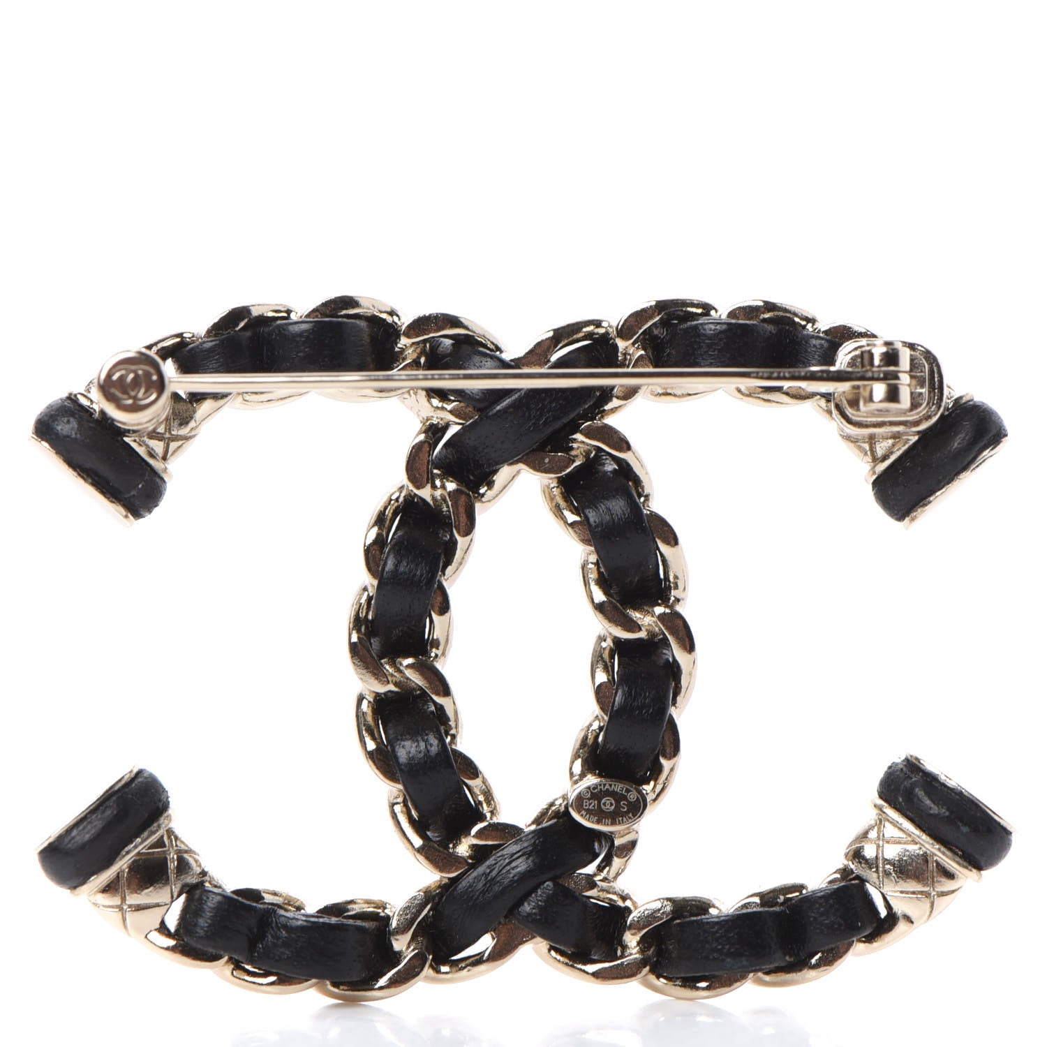 Chanel Lambskin Chain CC Brooch Black Gold 3 of 4