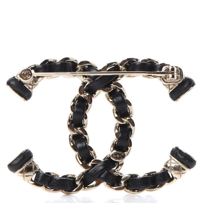 Chanel Lambskin Chain CC Brooch Black Gold 3 of 4