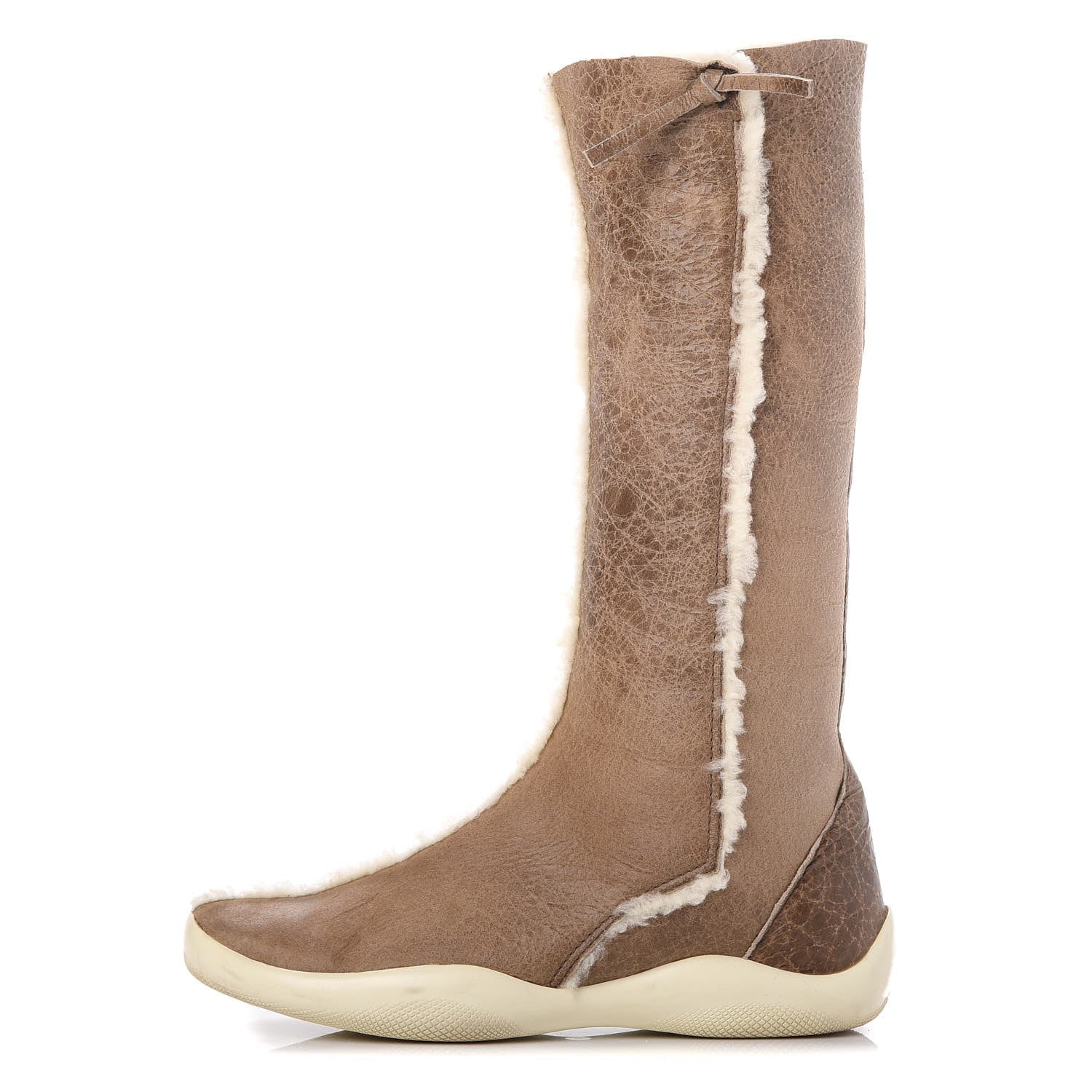 Prada Shearling Tall Boots 36.5 Beige 1 of 9