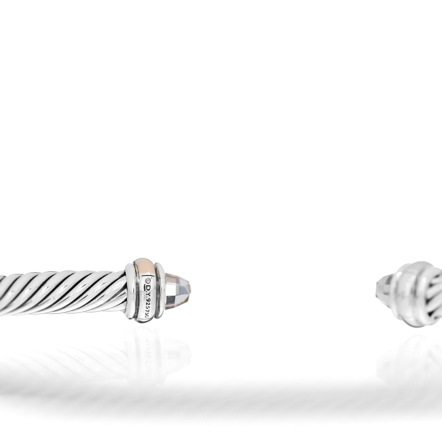 David Yurman Sterling Silver 18K Rose Gold Morganite 4mm Cable Classics Bracelet 3 of 3