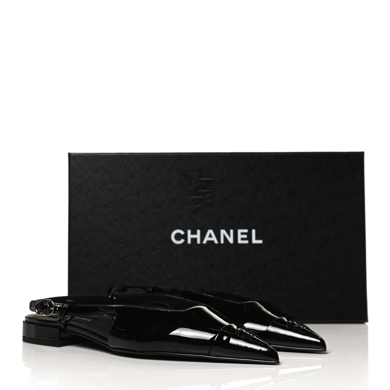 Chanel Patent CC Slingback Flats 39 Black 9 of 9