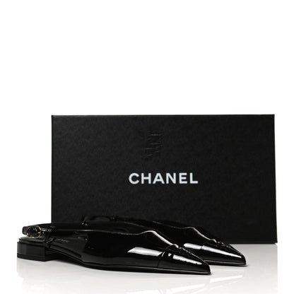 Chanel Patent CC Slingback Flats 39 Black 9 of 9