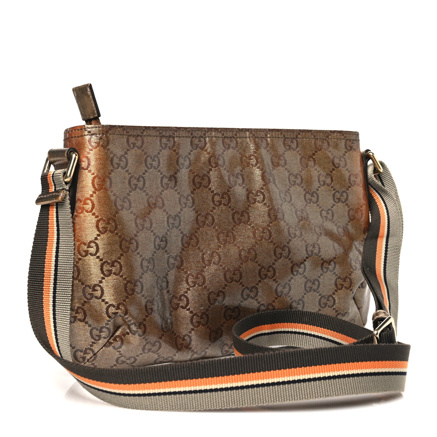 Gucci Crystal Monogram Web Small Flat Messenger Crossbody Bronze 3 of 13