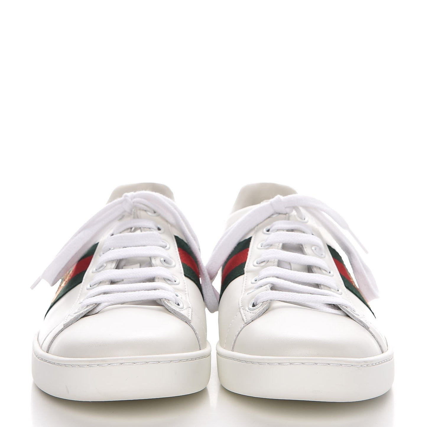 Calfskin Ayers Web Bee Embroidered Ace Sneakers 38.5 White