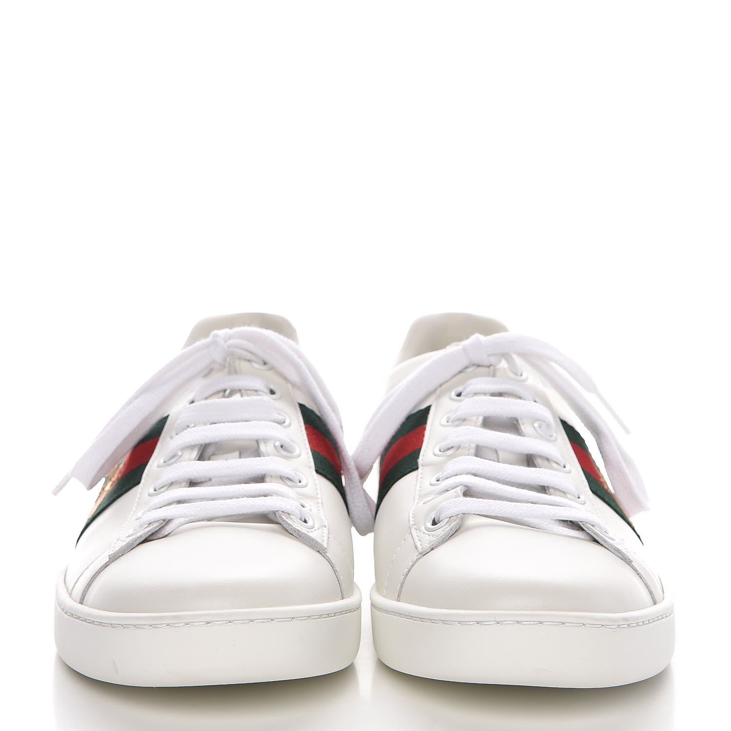 Gucci Calfskin Ayers Web Bee Embroidered Ace Sneakers 38.5 White 2 of 9