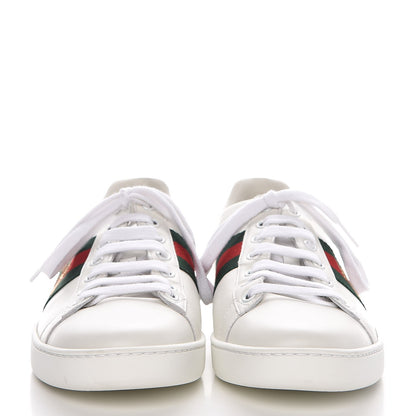 Gucci Calfskin Ayers Web Bee Embroidered Ace Sneakers 38.5 White 2 of 9