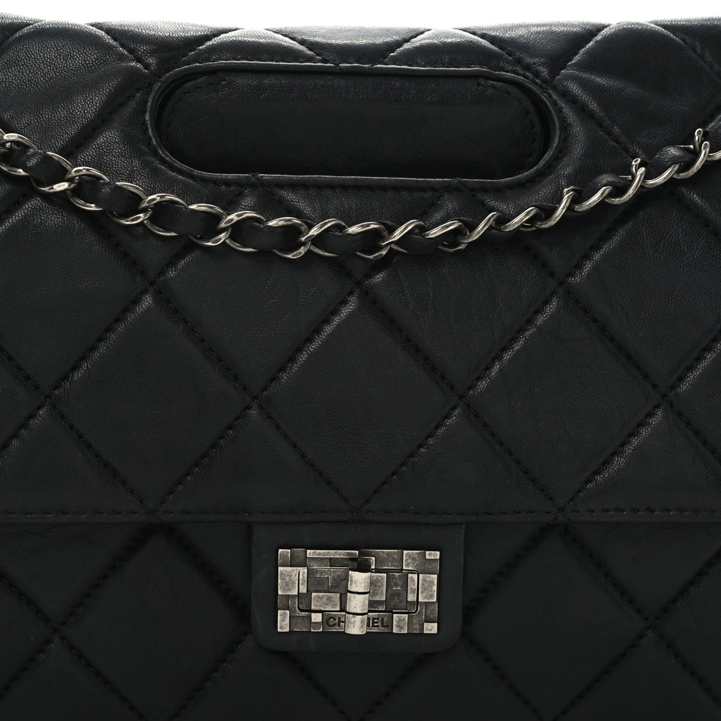 Washed Lambskin Jumbo Take Away Flap Black