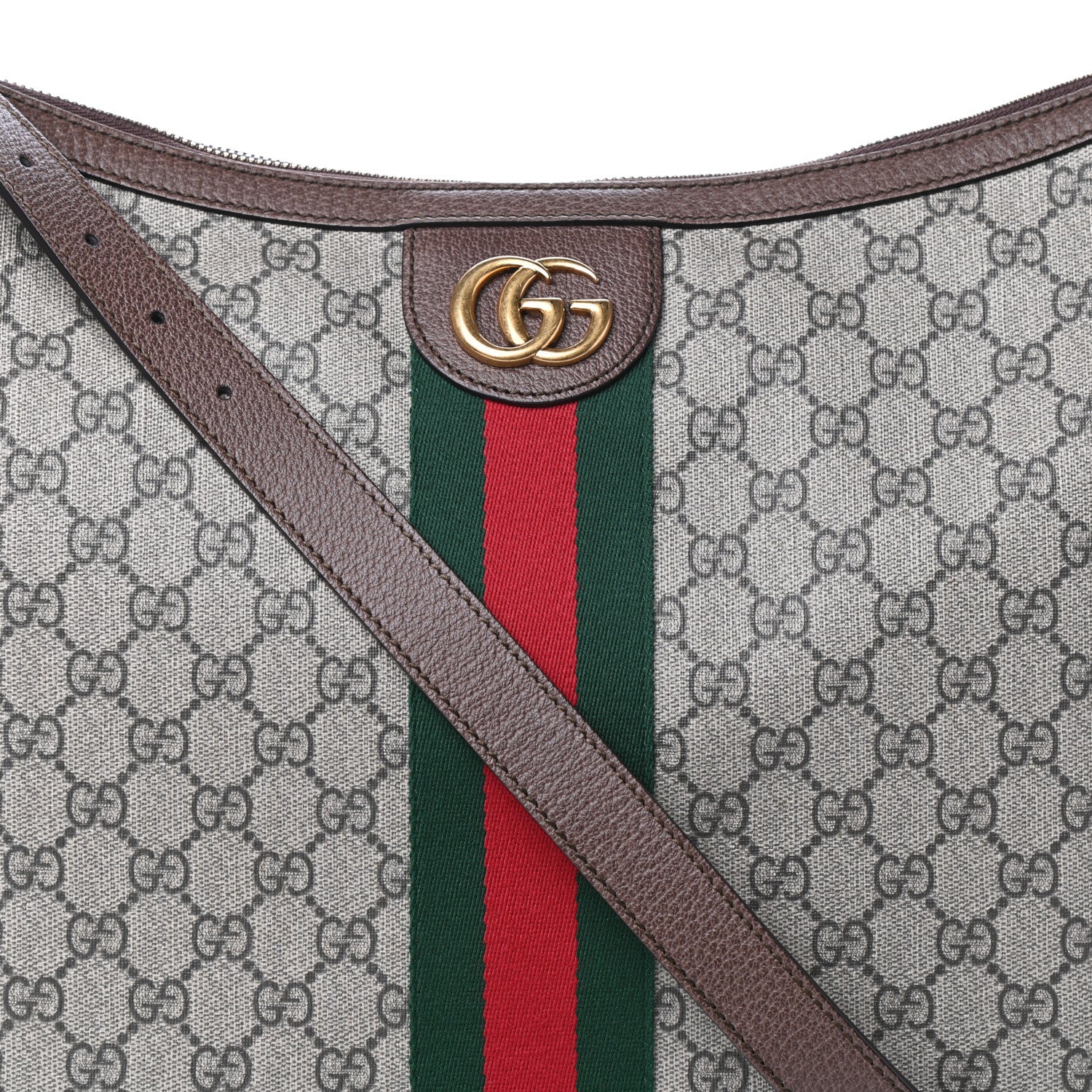 Gucci GG Supreme Monogram Web Ophidia Half Moon Hobo Brown 7 of 9