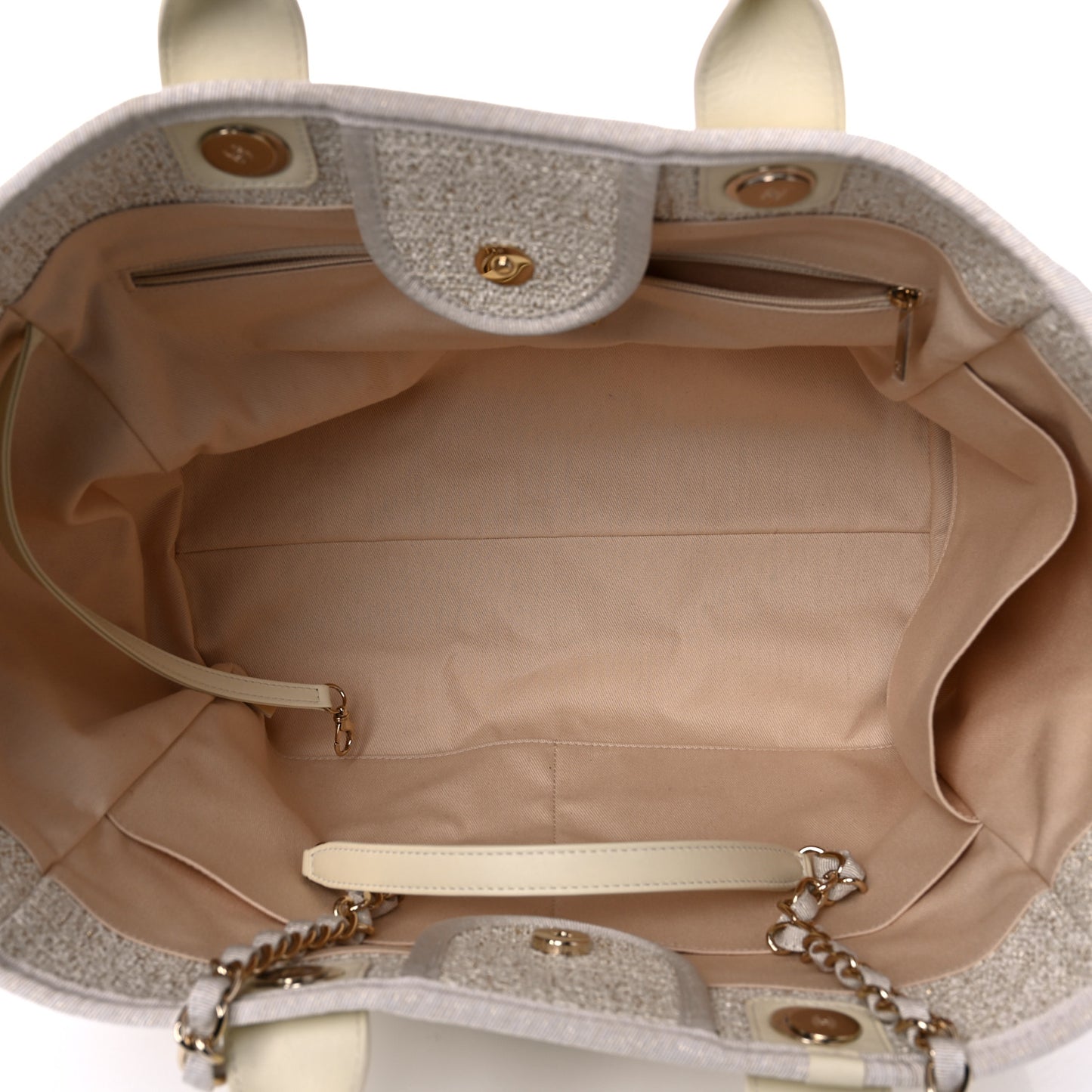 Lurex Boucle Large Deauville Tote White