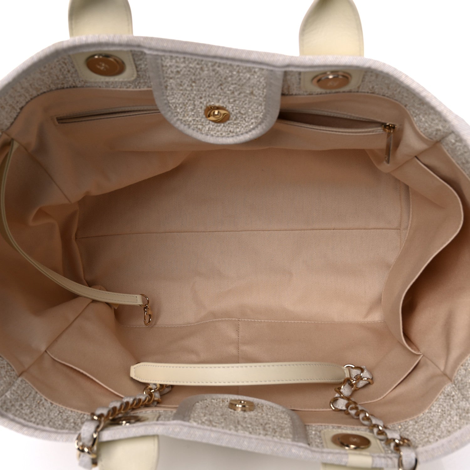 Chanel Lurex Boucle Large Deauville Tote White 4 of 14