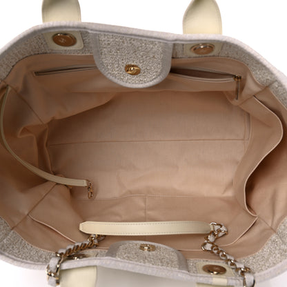 Chanel Lurex Boucle Large Deauville Tote White 4 of 14