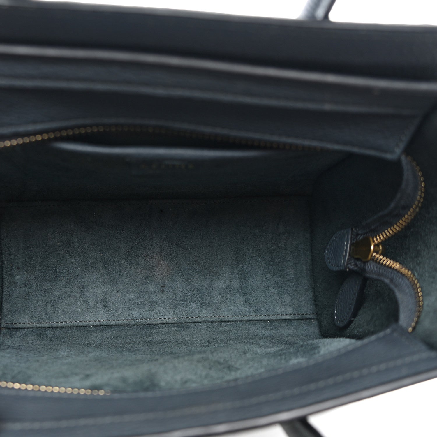 Celine Drummed Calfskin Nano Luggage Petrol 5 of 11