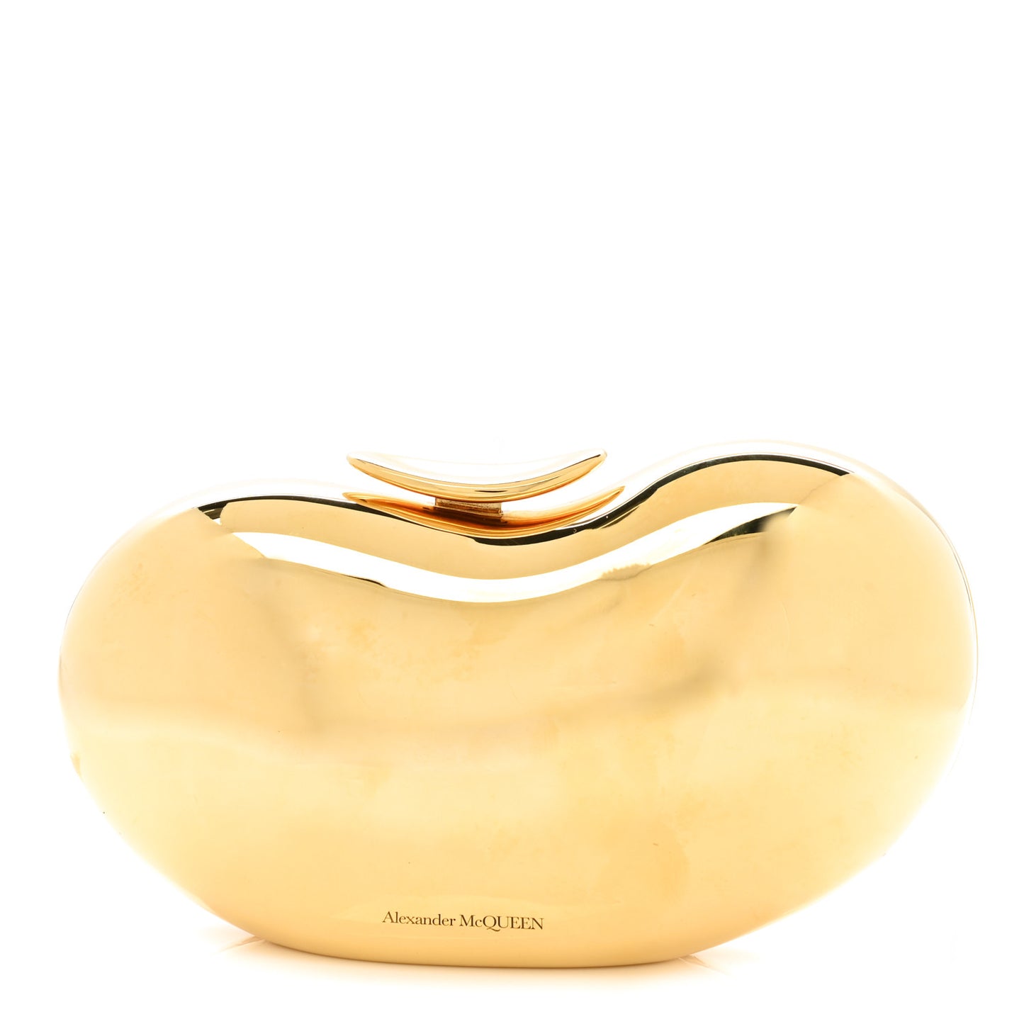 Metal Hard-Shell Pebble Clutch Bag Gold