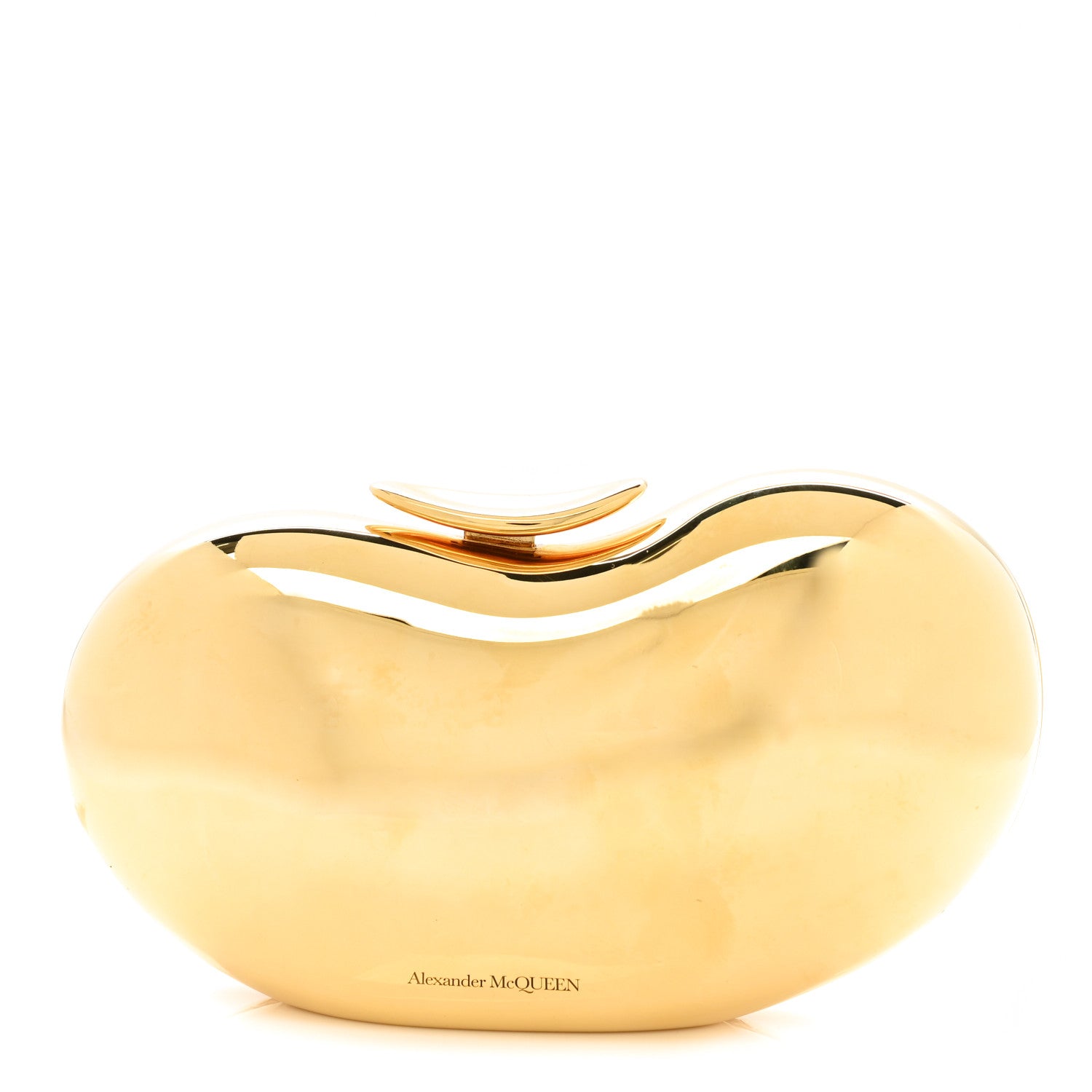 Alexander McQueen Metal Hard-Shell Pebble Clutch Bag Gold 1 of 7